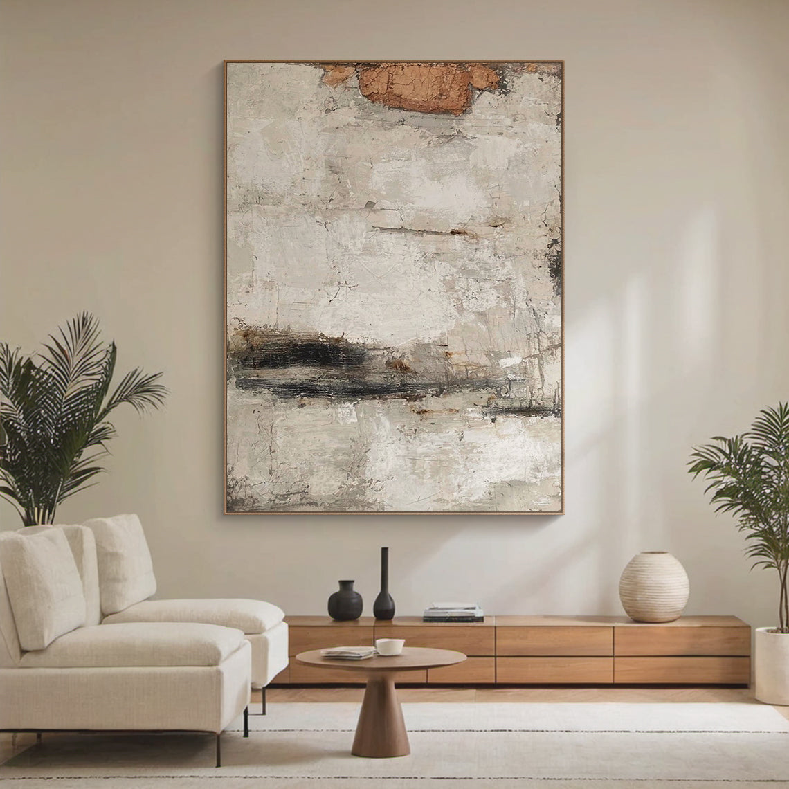 Urban Erosion Painting – Rust & Neutral Tones – AURA027(Vertical)