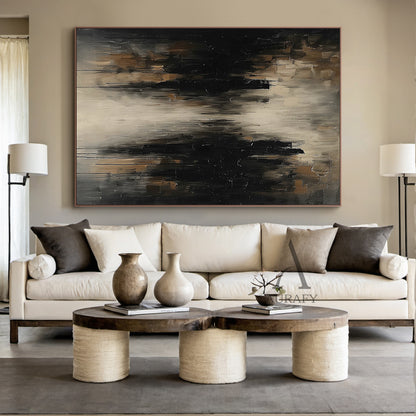 Brown Abstract Expressionist Art Thick Impasto Drip Tactile Textured Modern Organic Canvas AURA507