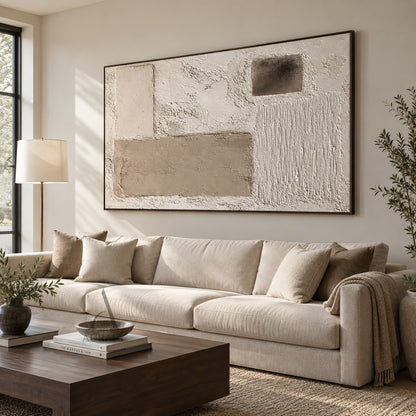 Plaster Rhythm, Beige Ridged and Cracked 3D Wall Art AURA867