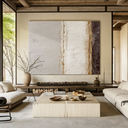 General Abstract Beige Gray Impasto Texture Tactile Surface Modern Organic Wall Art Decor AURA599