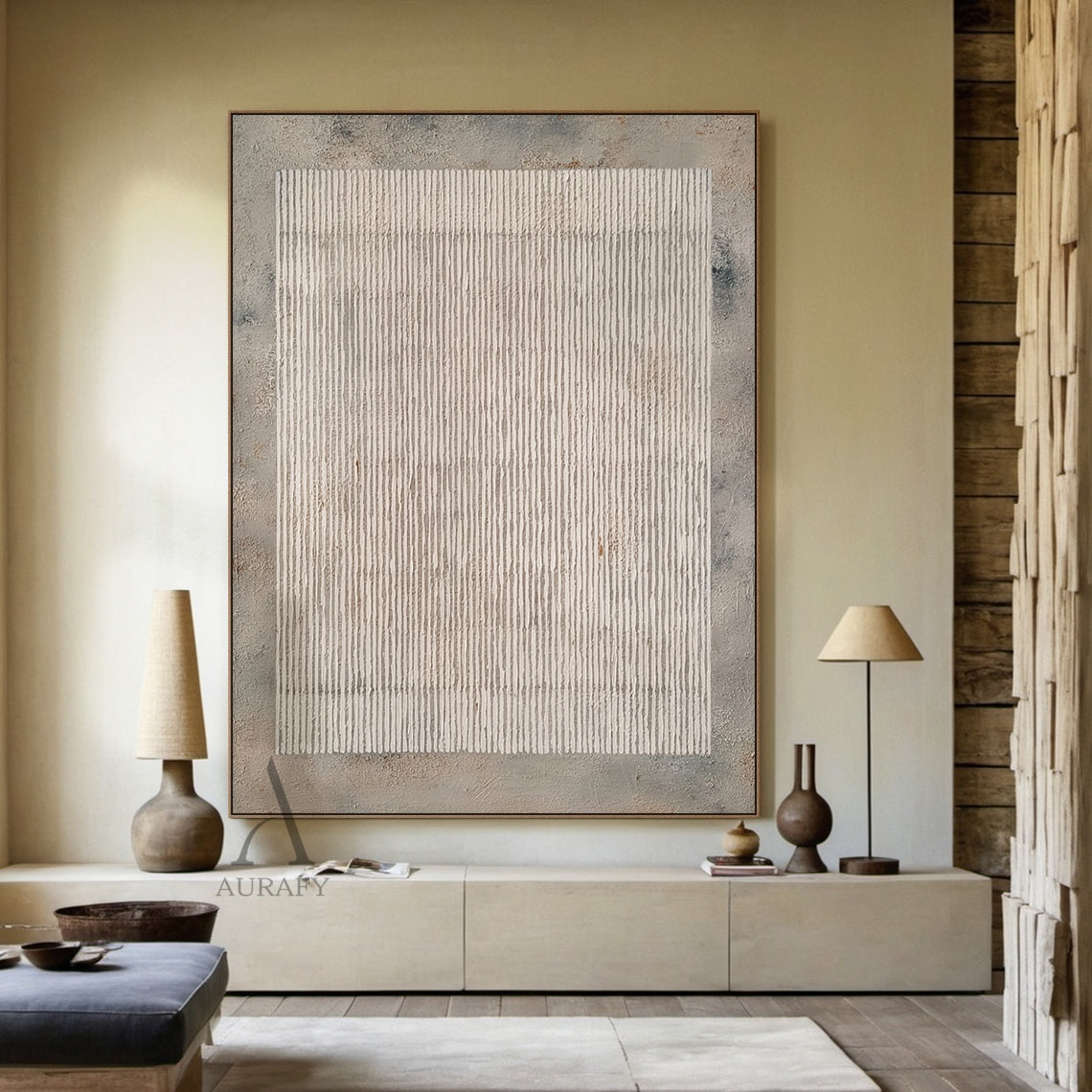 General Abstract Gray Artwork with hand-drawn lines, mottled canvas texture, rustic industrial style AURA594