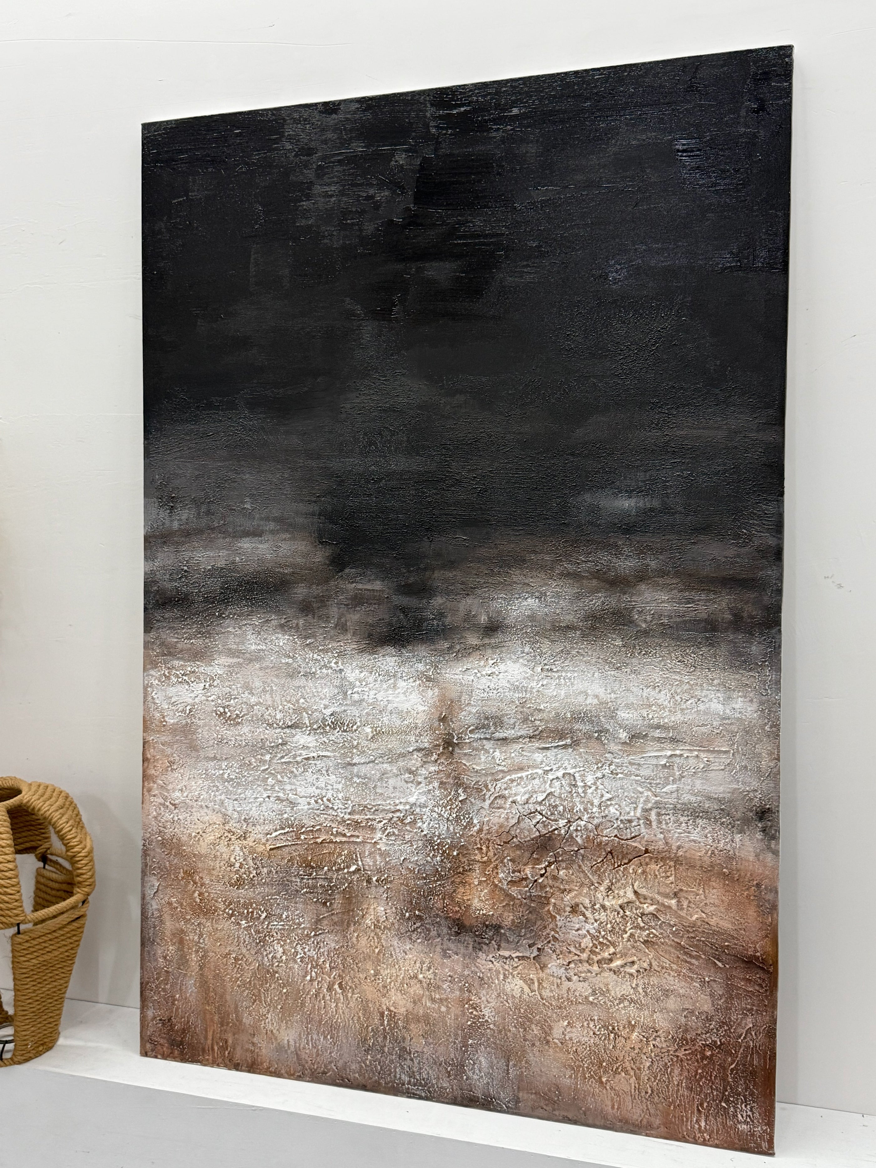 Abstract Black Brown Textured Wall Art for Modern Living Room-AURA182