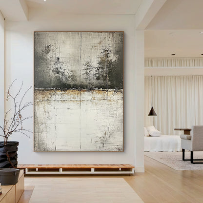Wabi Sabi Abstract Wall Art Gray Black Layered Weathered Peeling Tactile Surface AURA588