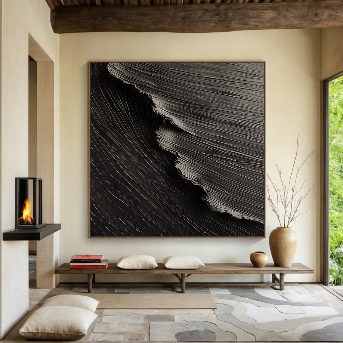 Midnight Tides-Black 3D Textured-AURA057