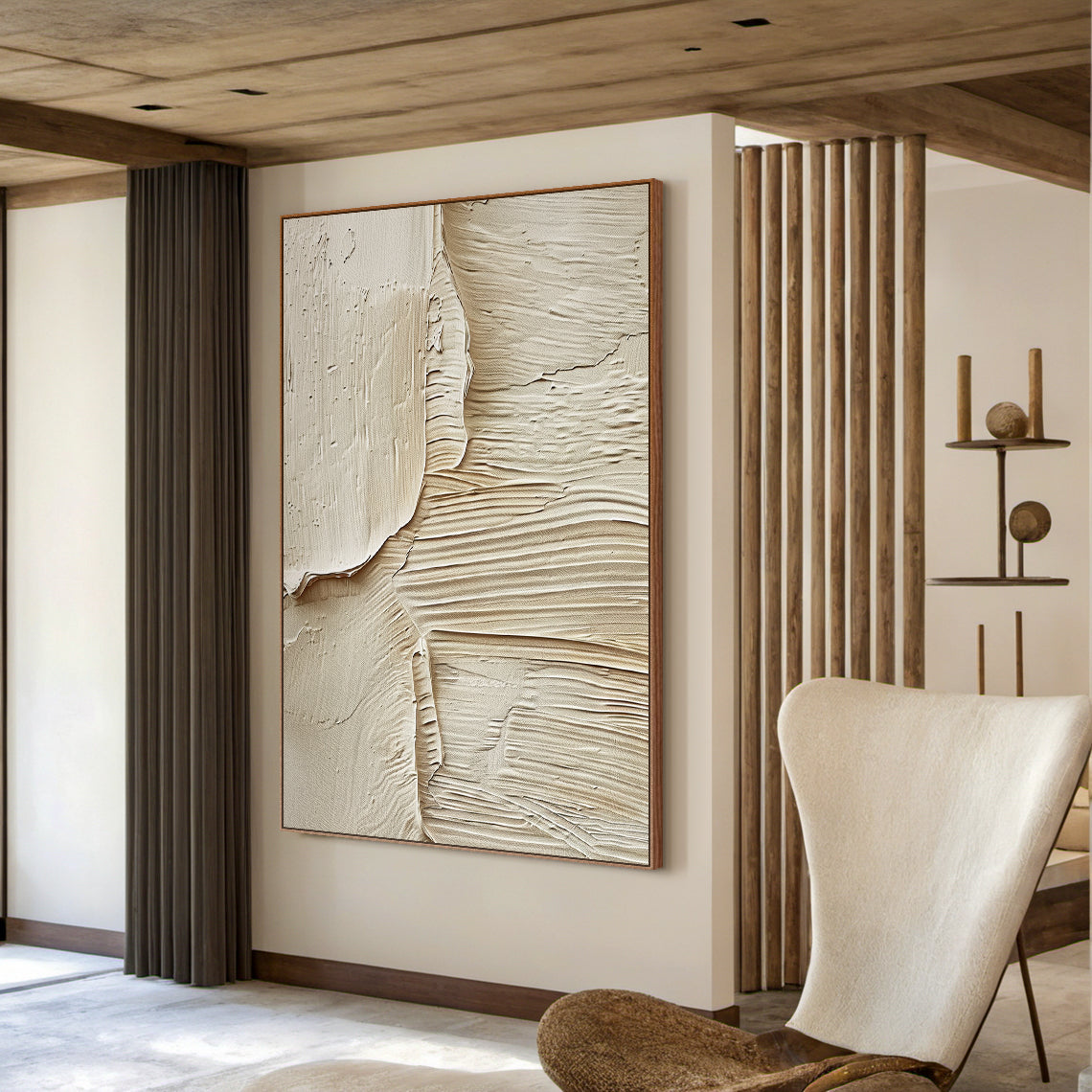 Soft Rift-Beige 3D Textured Art-AURA069