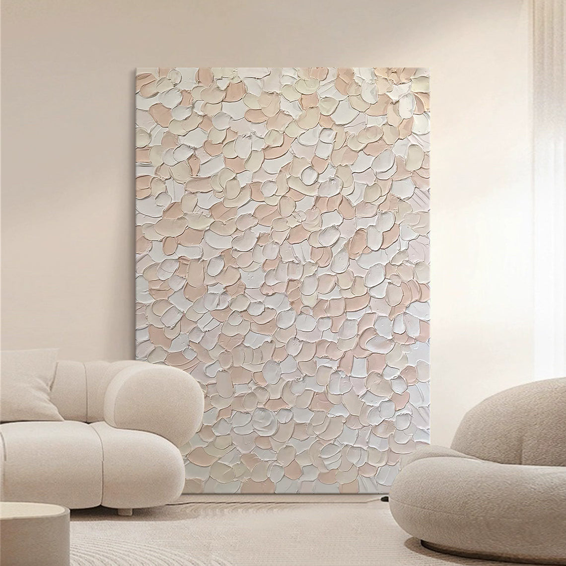 Petal Drift-Beige & Pink 3D Textured-AURA066