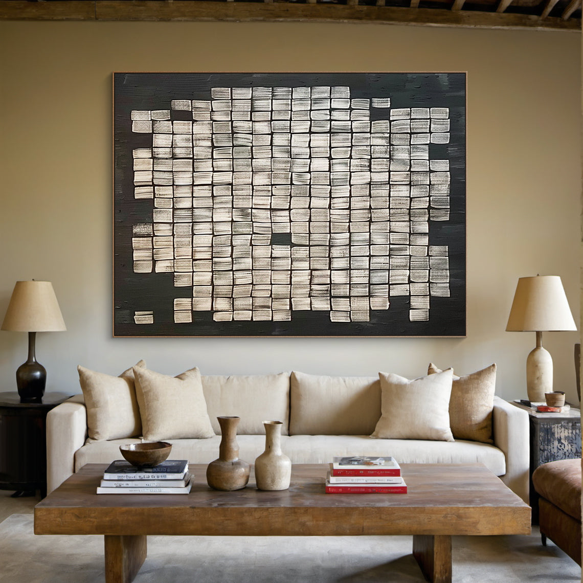 Wabi Sabi Style Black Beige Rustic Home Decor Accent Piece AURA280