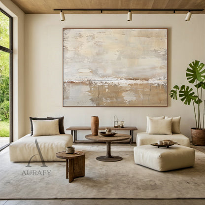 Beige General Abstract Wall Art for Modern Living Room Decor AURA290