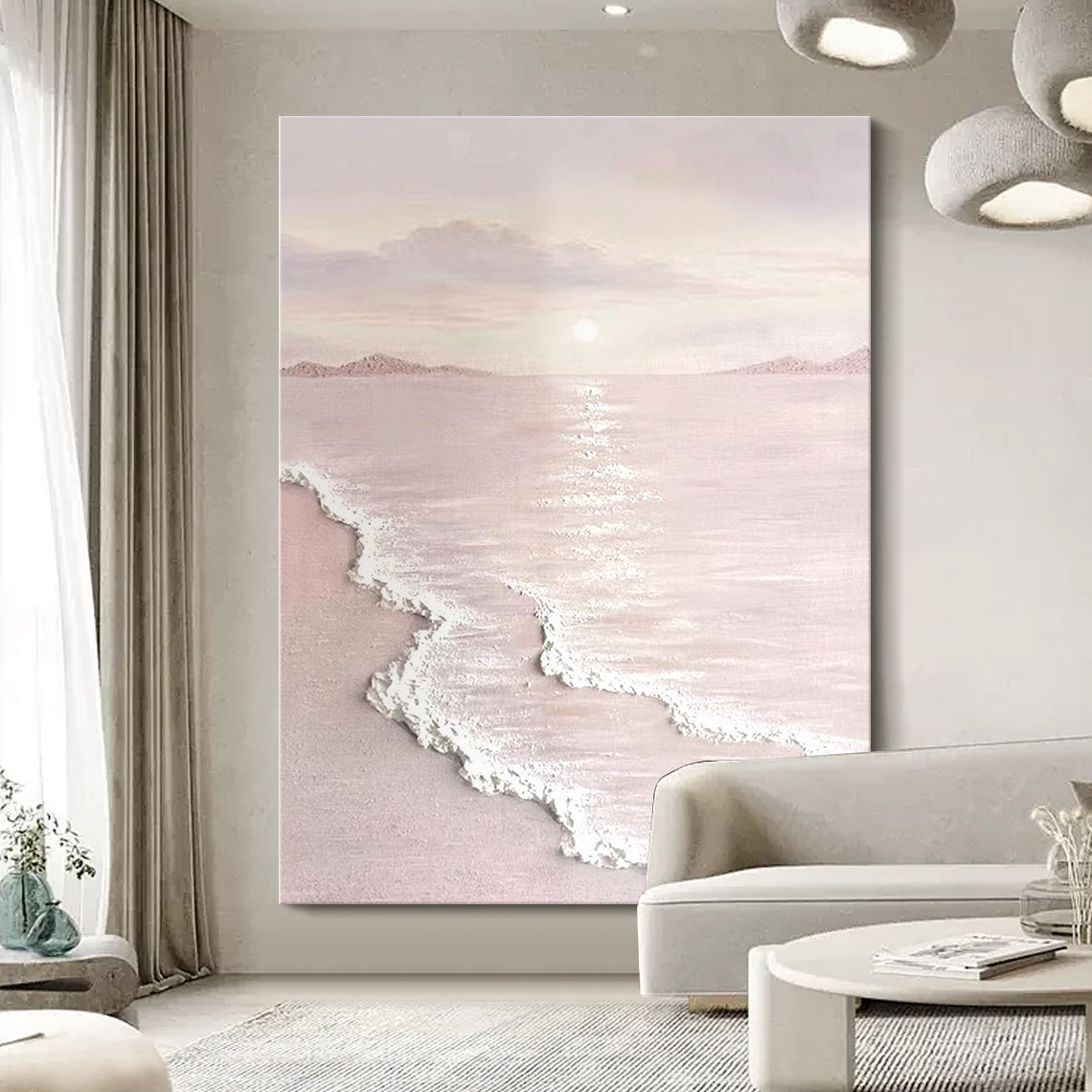 Blush Shore-Beige & Pink 3D Textured-AURA065