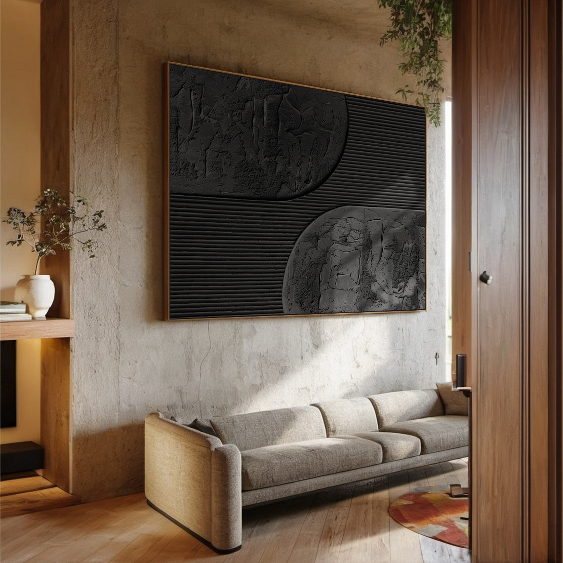 Linear Tension-Black Geometry Texture Field-AURA135