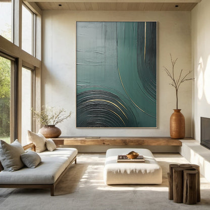Quiet Current-Green Abstract Spatial Field-AURA101