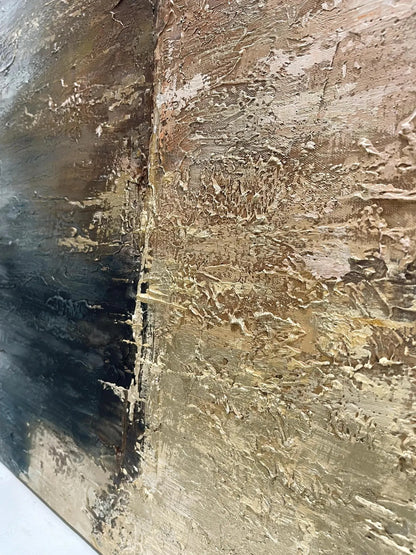 Ash Horizon-Black & Warm Beige Abstract Wall Art, Spatial Field-AURA083