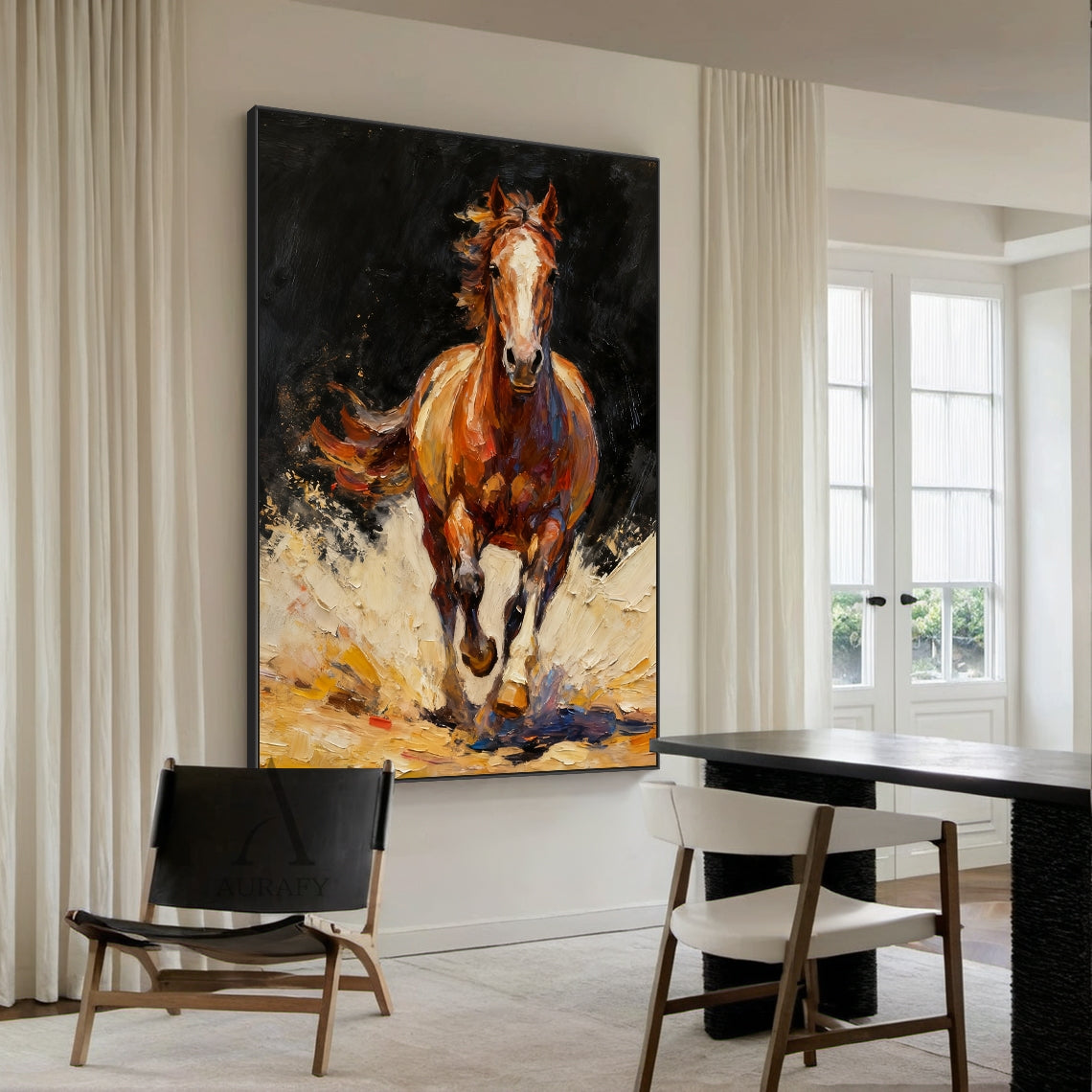 Galloping Brown Horse Wall Art - AURA666