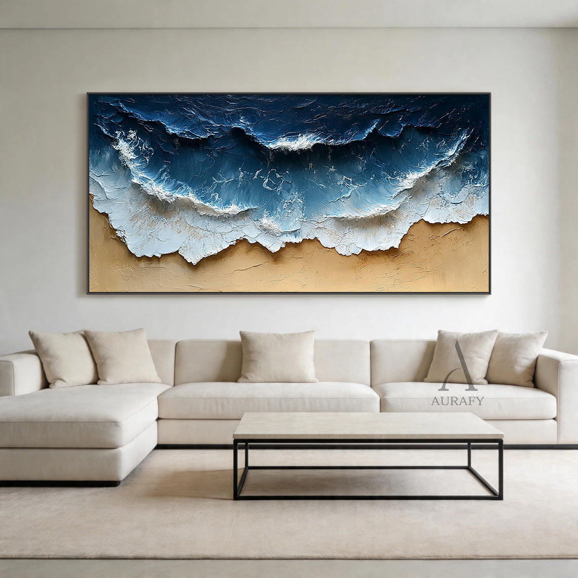 Modern Blue Yellow 3D Textured Painting Home Wall Art Decor AURA397