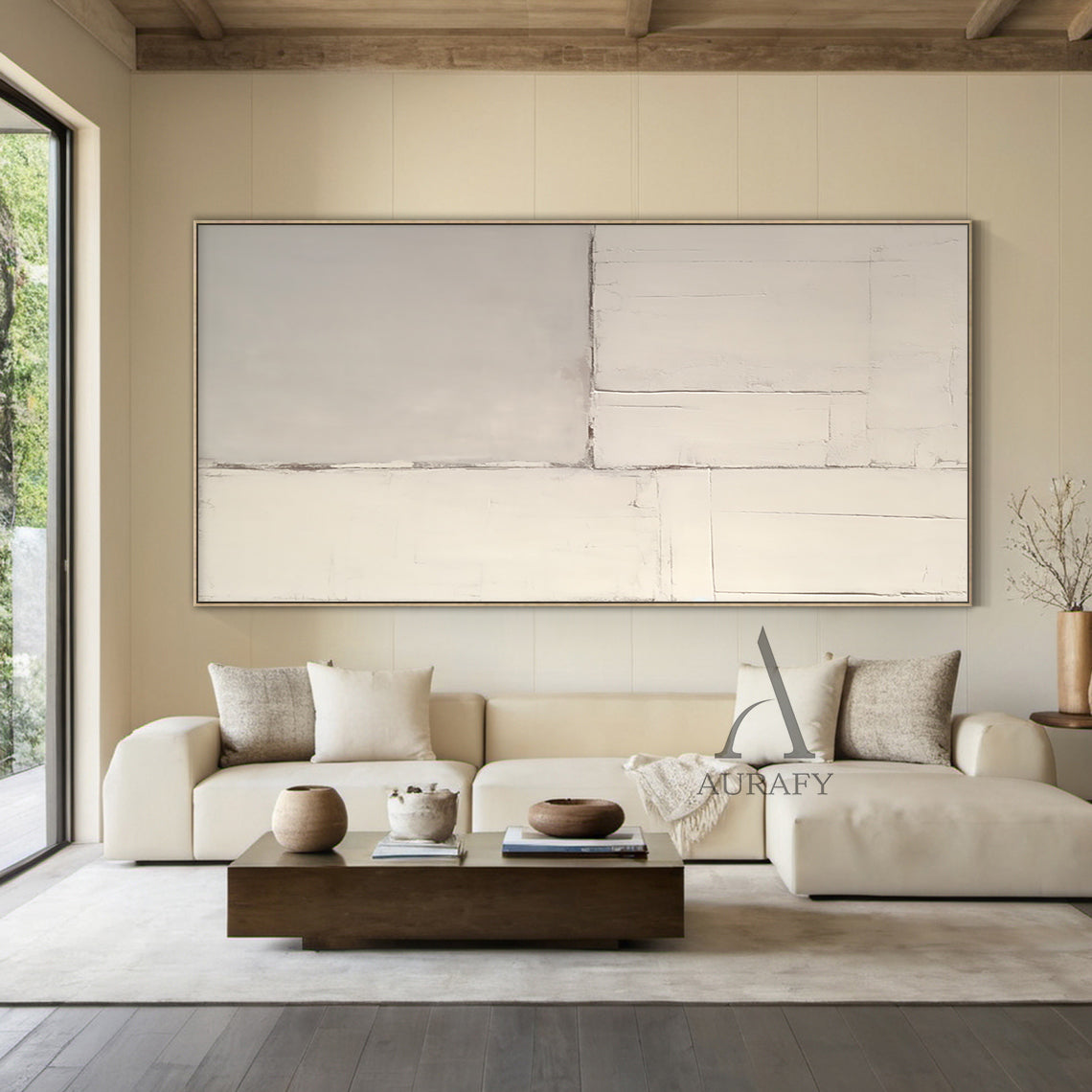 Beige Abstract Art Modern Wabi-Sabi Japandi Organic Tactile Plaster Textured Wall Decor AURA491