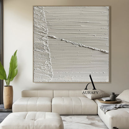 Minimalist Gray Wall Art Impasto Texture Tactile Surface Knife Strokes Sculpted Canvas Modern Decor AURA552