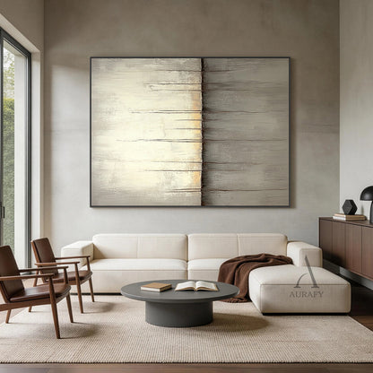 Abstract Beige Gray Modern Wall Art Decor for Living Room AURA360
