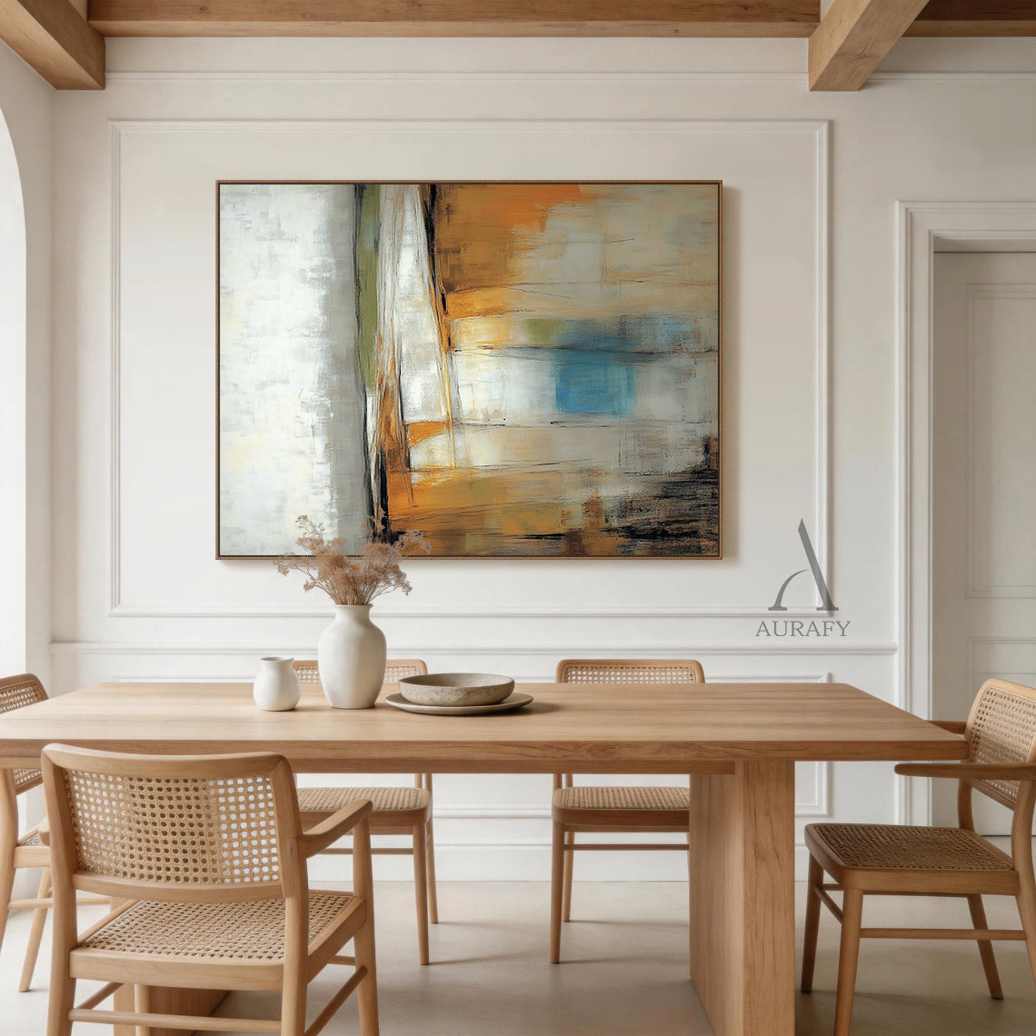 General Abstract Brown Beige Canvas Art for Home Decor AURA399