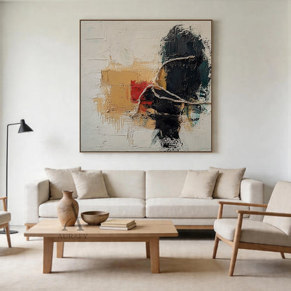Minimalist Wall Art Brown High-Relief Plaster Tactile Surface Sculpted Geometric Lines Minimalist Luxe Decor AURA432