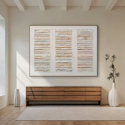 3D Textured Beige Abstract Modern Organic Sculpted High-Relief Tactile Surface Knife-Stroke Painting AURA453