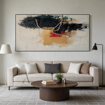 Minimalist Wall Art Brown High-Relief Plaster Tactile Surface Sculpted Geometric Lines Minimalist Luxe Decor AURA432