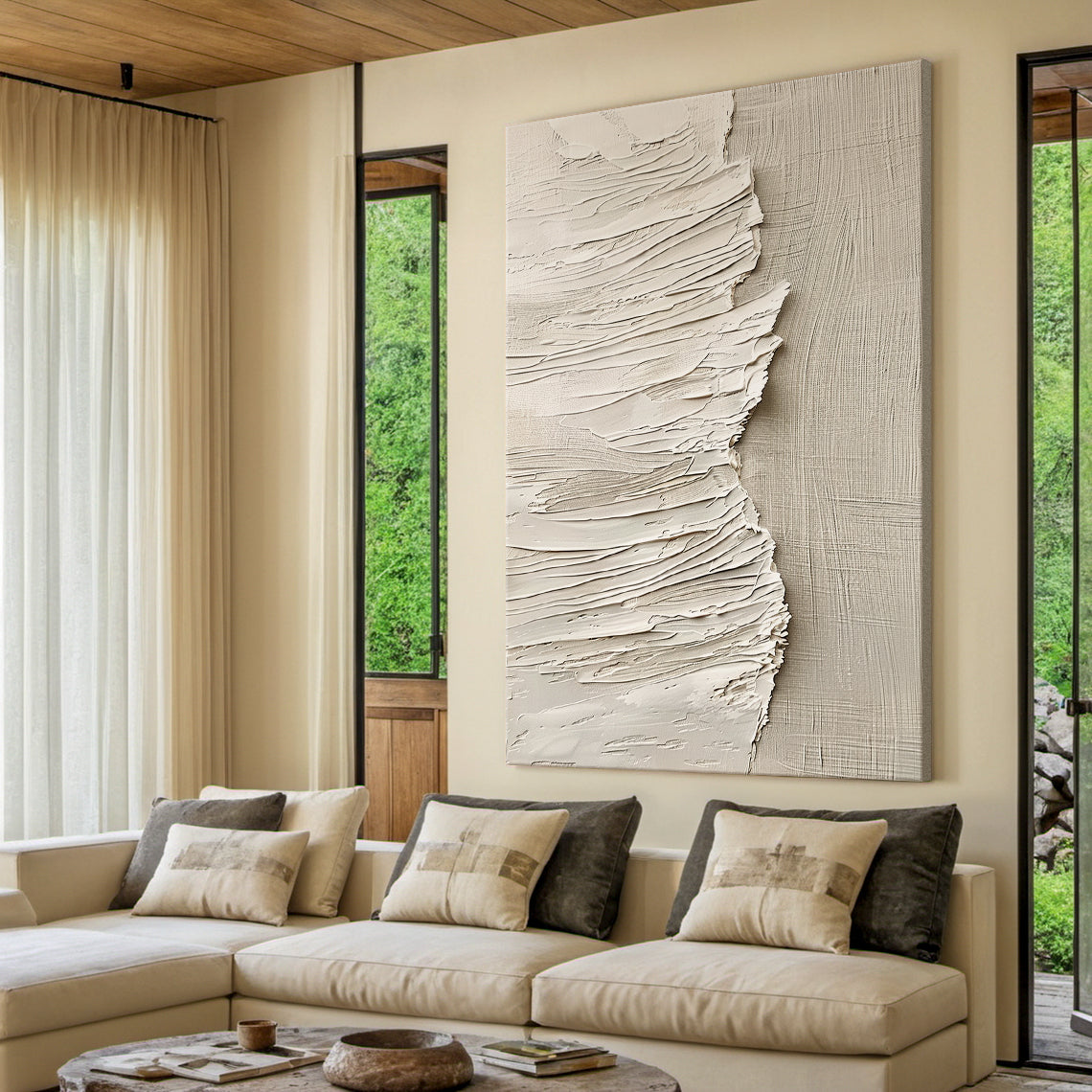 Quiet Tide-Beige Abstract Wall Art-Spatial Field-AURA085