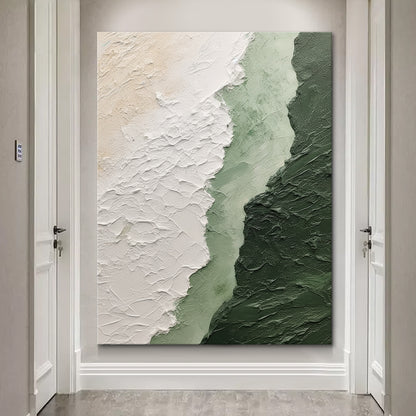 Moss Serenity Canvas – Moss Green & Ivory Textured Wall Art – AURA061