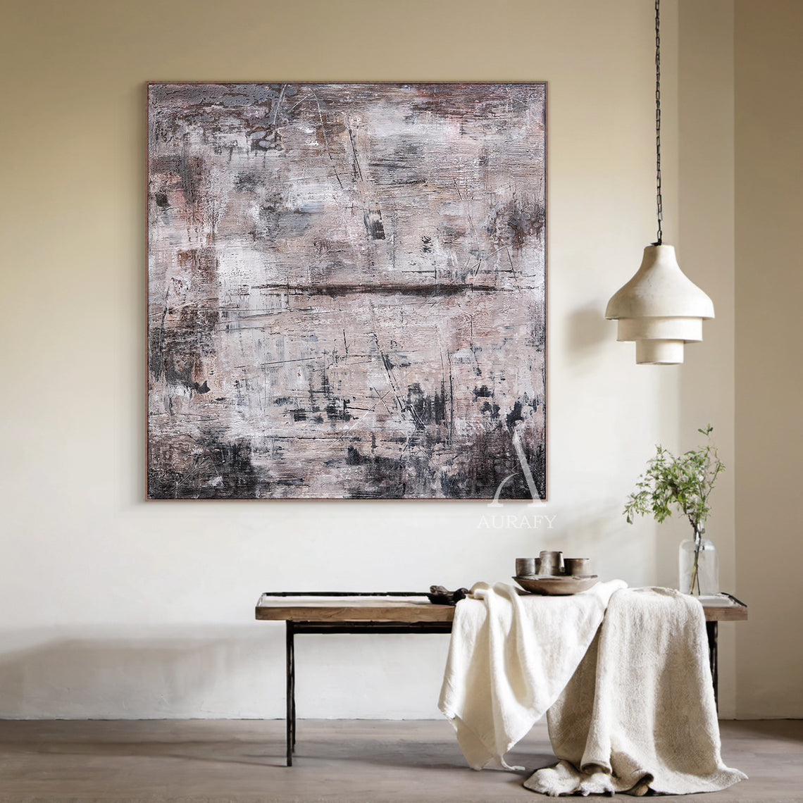 General Abstract Black Gray Wall Art for Living Room Decor AURA255