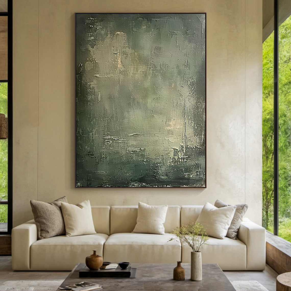 Verdant Stillness-Green 3D Textured-AURA081