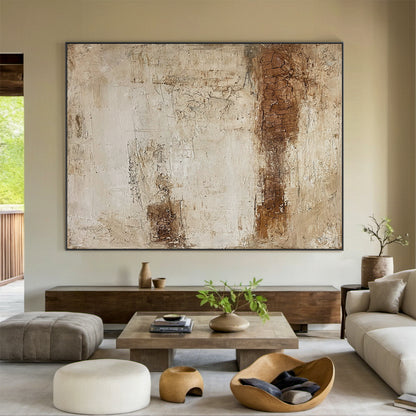 Earthbound Silence-Beige & Brown Wabi-Sabi Art-AURA073