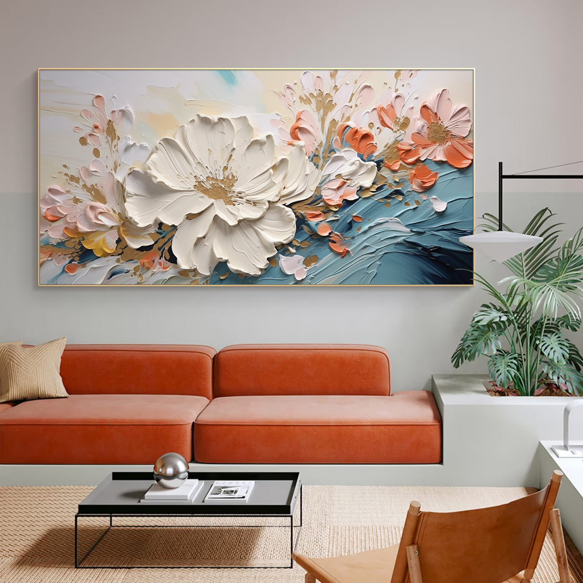 Petal Flow-Blue & Beige 3D Textured-AURA063