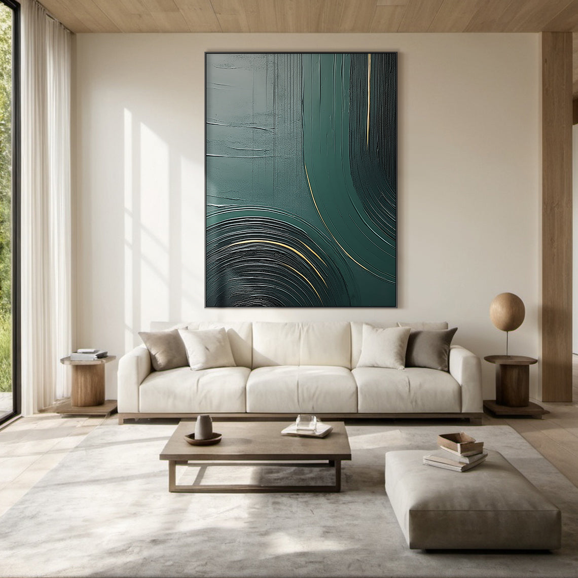 Quiet Current-Green Abstract Spatial Field-AURA101