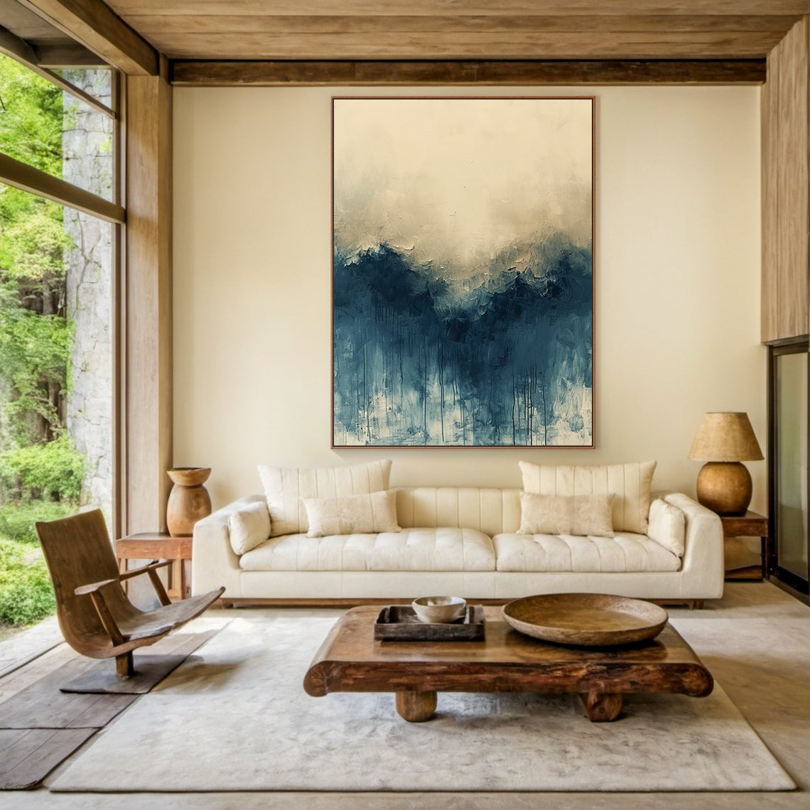 Soft Horizon-Blue & Beige Minimalist Abstract Field-AURA138
