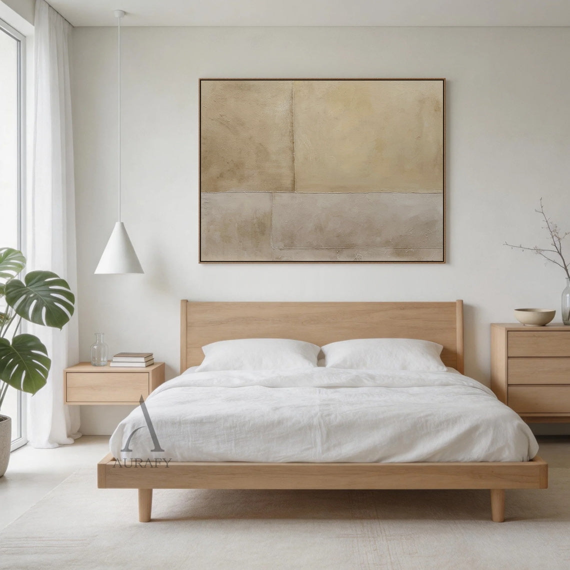Beige Abstract Plaster Textured Wabi-Sabi Japandi Minimalist Tactile Canvas Neutral Modern Organic Wall Decor AURA733