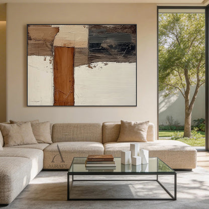 Modern Abstract Brown Beige Wall Art for Home Decor AURA354