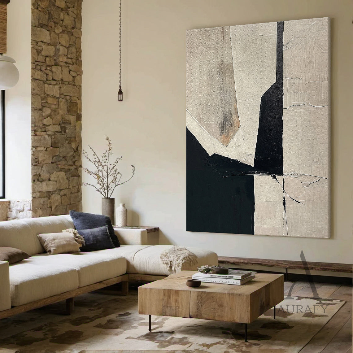 Beige and Black General Abstract Wall Art for Home Decor AURA296