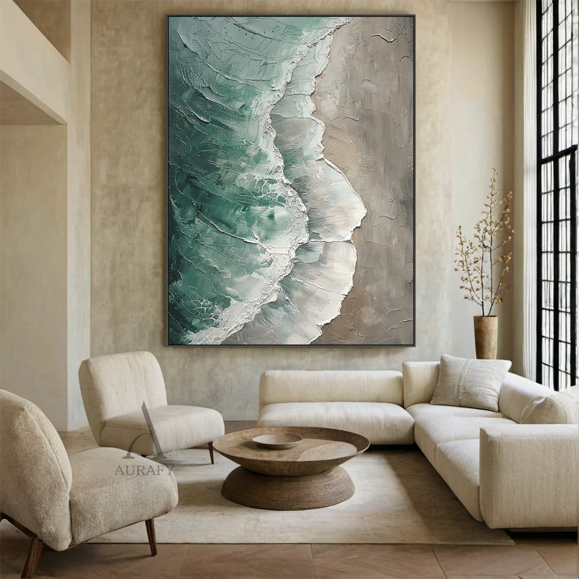 Turquoise Shoreline Abstract Wall Art - AURA686