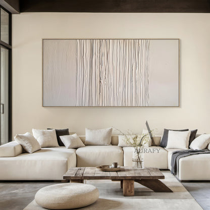 Beige Abstract Art Knife Strokes Impasto Tactile Sculpted Canvas Minimalist Luxe AurafyArt AURA483