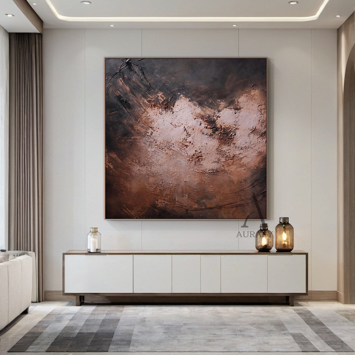 General Abstract Red Brown Wall Art Modern Home Decor Print AURA248