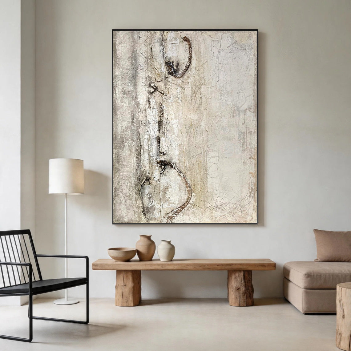 WABI SABI Beige Minimalist Decorative Vase for Living Room AURA413
