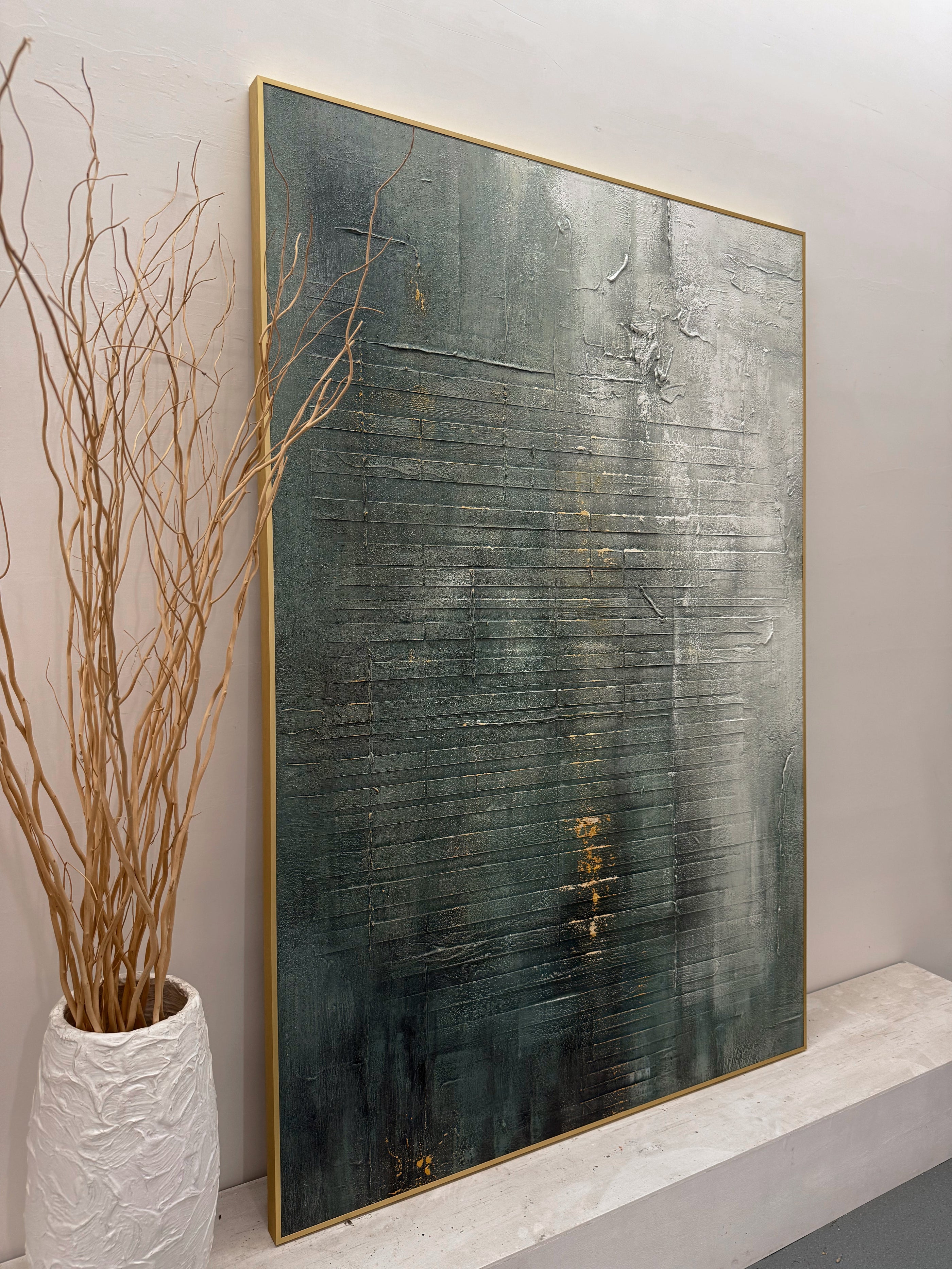 Unique Green Abstract Textured Wall Art for Modern Living Room -AURA176