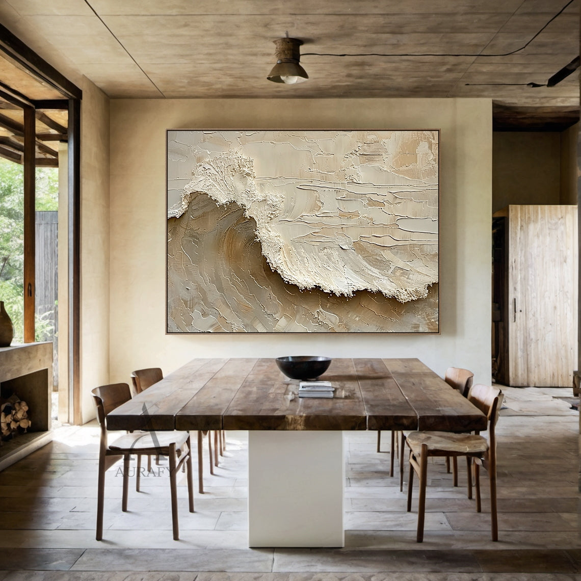 Neutral Breaking Wave Wall Art - AURA679