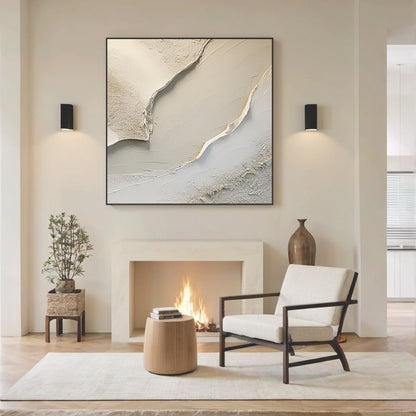 Abstract Earth Texture Wall Art – Soft Sand Tones – AURA012(Vertical)