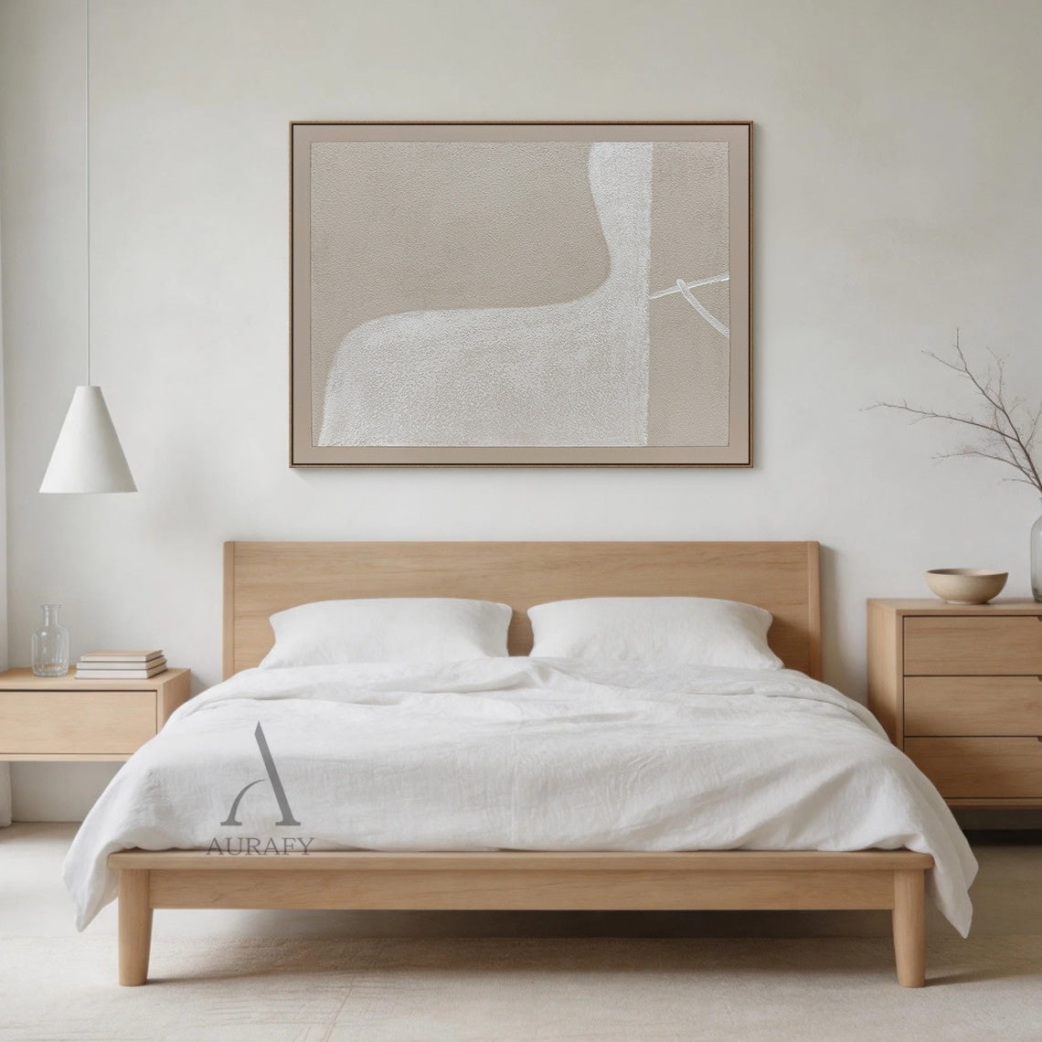 Beige Abstract Plaster Textured Wabi-Sabi Japandi Tactile Canvas Painting Minimalist Luxe Neutral Home Decor AURA738
