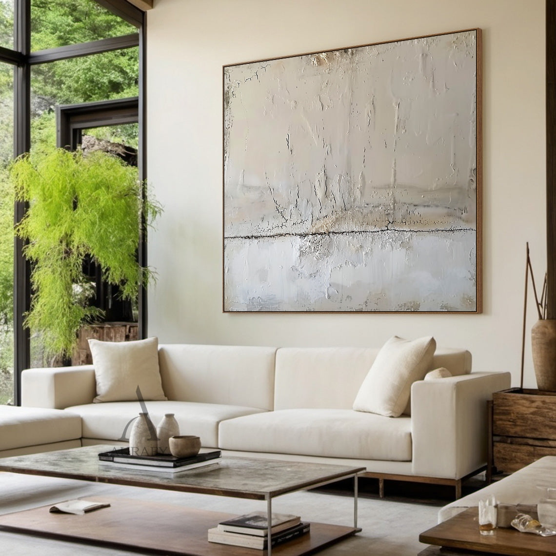 White Textured Minimalist Wall Art - AURA692