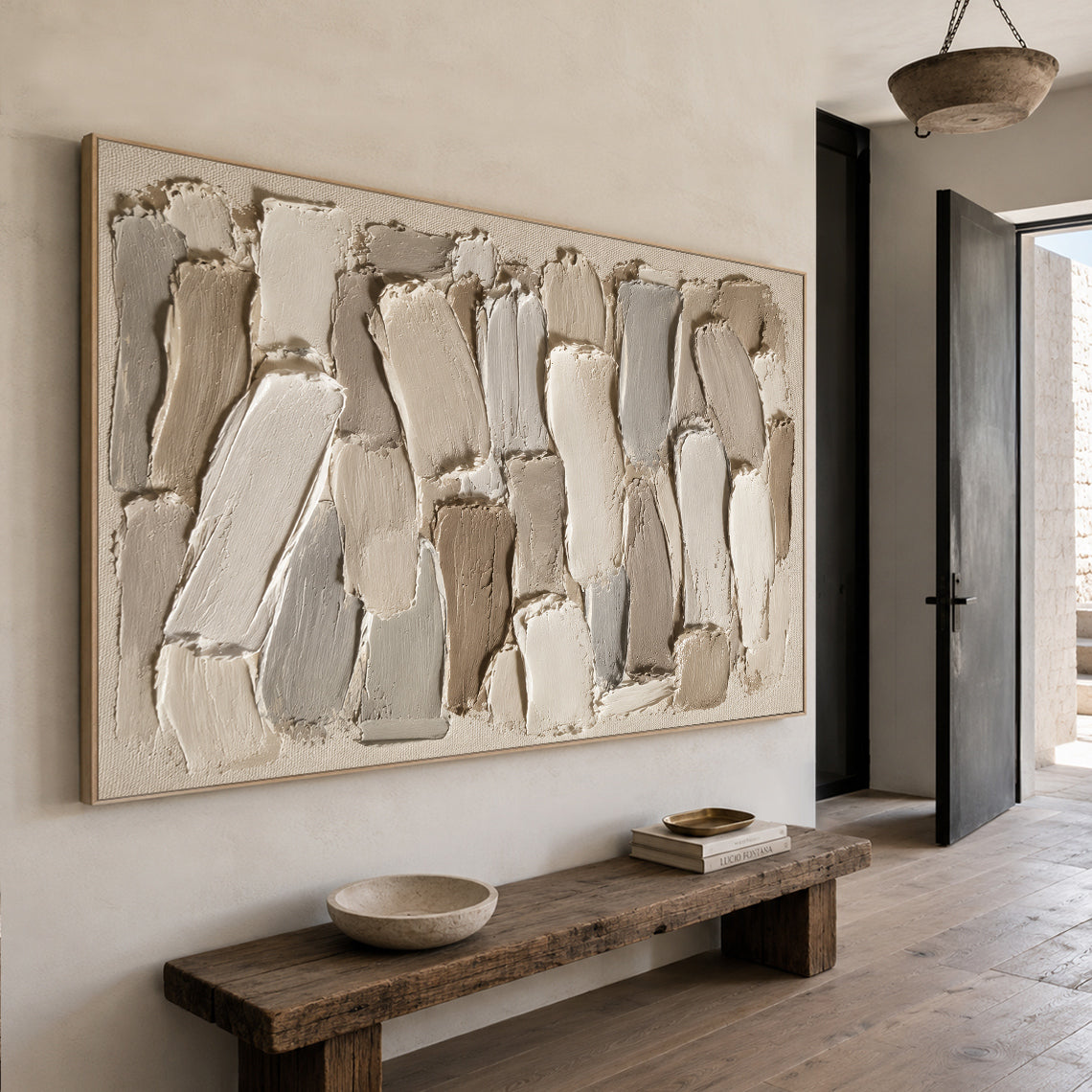 3D Textured Plaster Painting Japandi Wabi-Sabi Beige Brown Tactile Minimalist Luxe Sculpted Canvas Wall Art AURA754