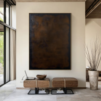 Umber Study, Warm Brown Patina Abstract Wall Art AURA879