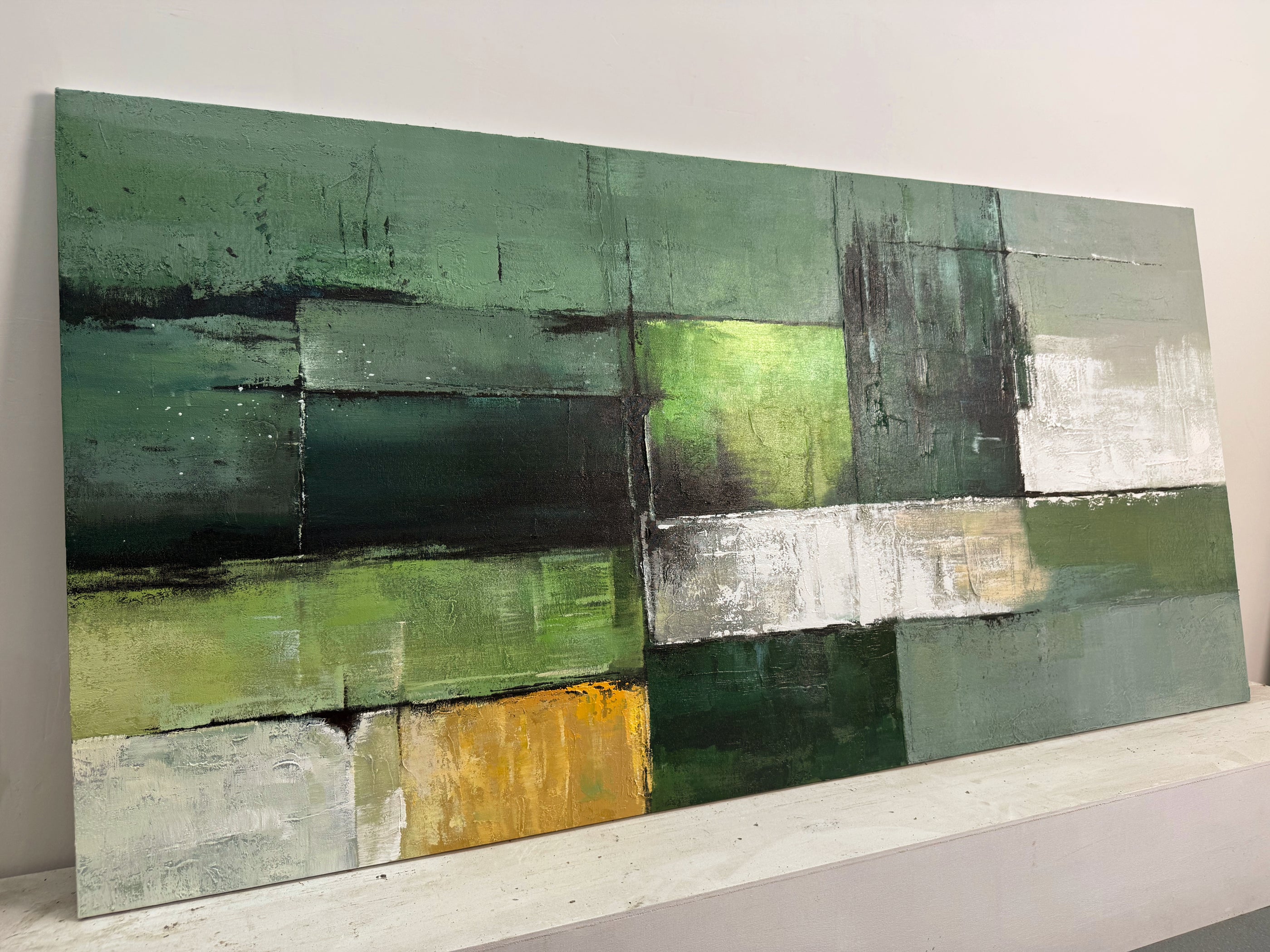 Wabi Sabi Green Abstract Wall Art for Living Room Decor AURA168