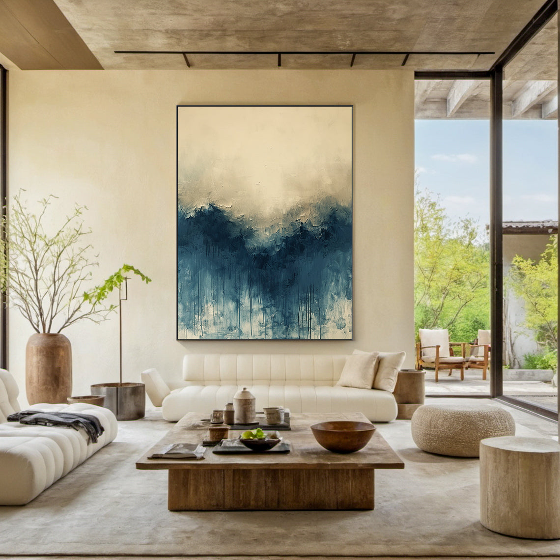 Soft Horizon-Blue & Beige Minimalist Abstract Field-AURA138