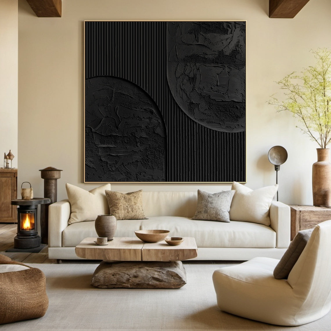 Linear Tension-Black Geometry Texture Field-AURA135